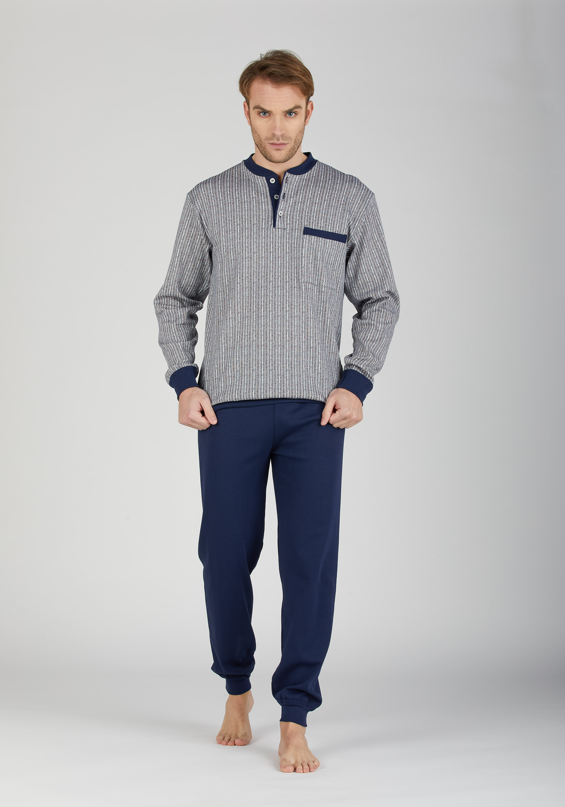 BipBip Men's pyjama full open with pockets on the top